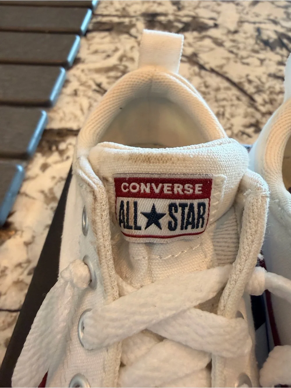 Converse Kids White Sneakers with Red Trim
